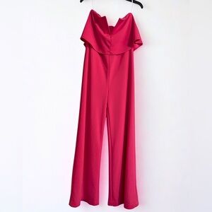 Lulu's Vibrant Pink Strapless Jumpsuit
